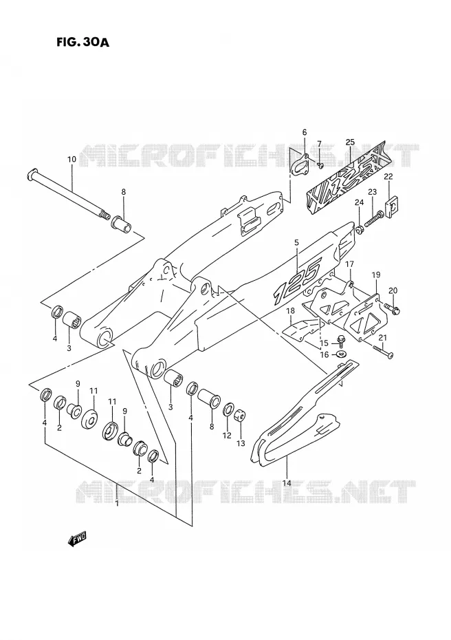 SWINGARMT ARR (MODELE P / R / S) Suzuki MOTO 125 RM 1995  RM125 S (E02,E04,E24)