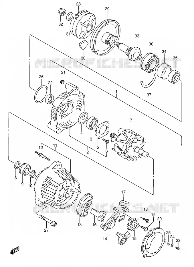 ALTERNATOR (MODEL S/T/V) Suzuki MOTO 600 RF 1996  RF600RUT(E2)