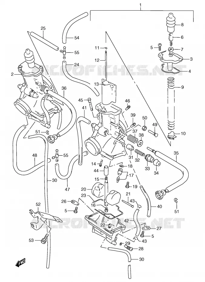 CARBURETOR (EXCEPT MODEL N/P E22) Suzuki MOTO 250 RG 1992  RGV250N(E24)