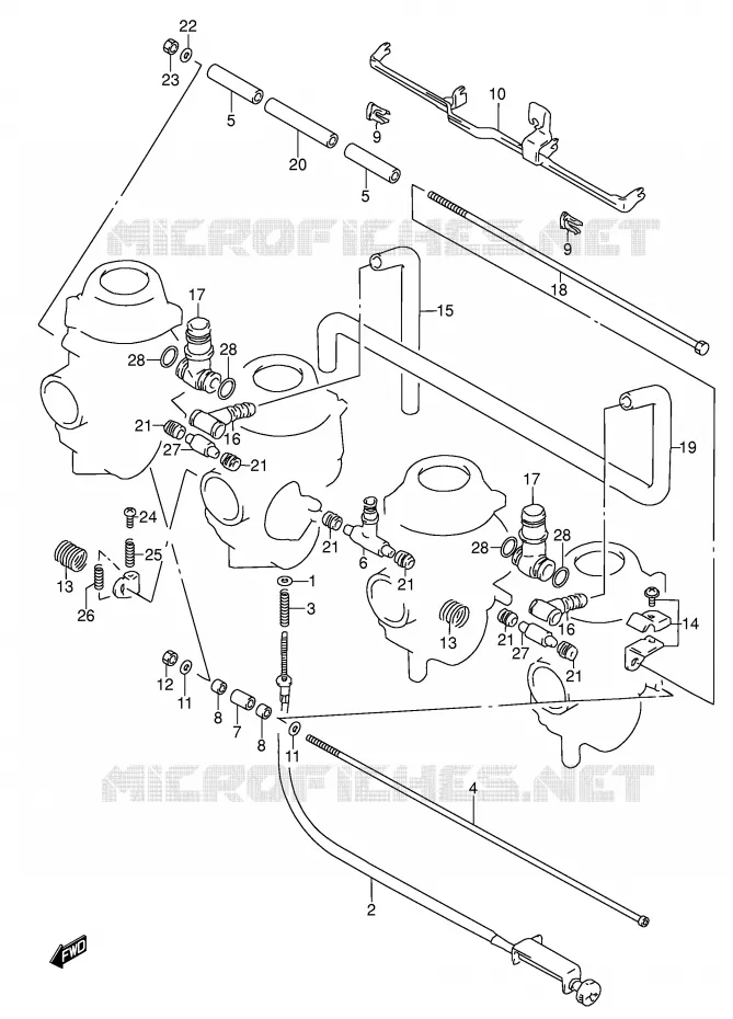 CARBURETOR FITTINGS (MODEL S/T/V) Suzuki MOTO 600 RF 1994  RF600RR(E2)