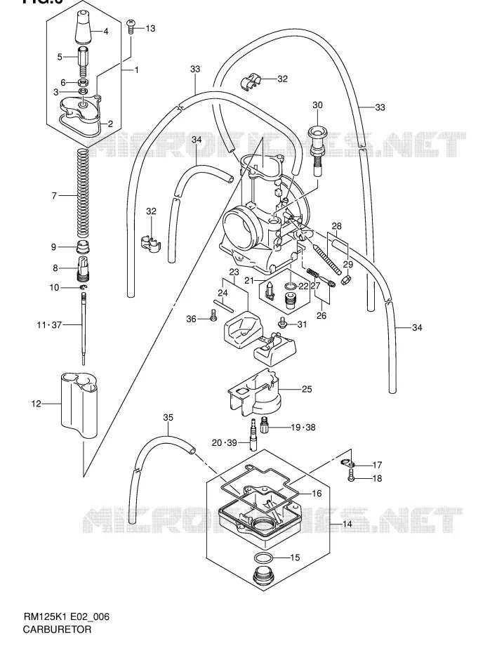 CARBURETOR (MODEL K1) Suzuki MOTO 125 RM 2001  RM125K1(E2)
