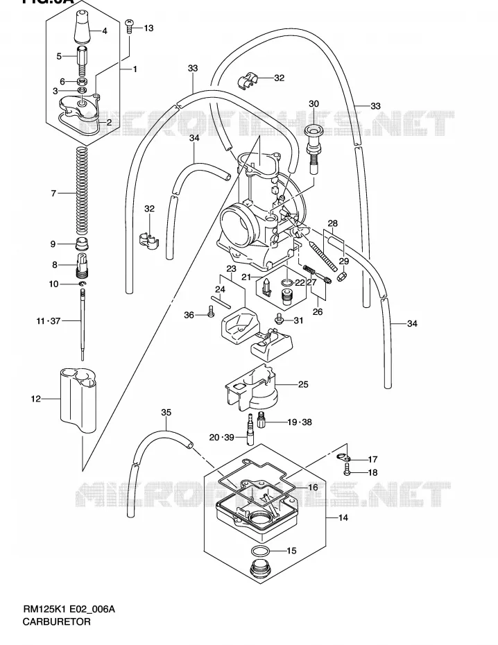 CARBURETOR (MODEL K2) Suzuki MOTO 125 RM 2002  RM125 K2 (E02,E04,E24)
