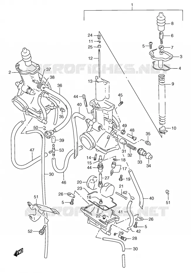 CARBURETOR (MODEL N/P E22) Suzuki MOTO 250 RG 1992  RGV250N(E24)