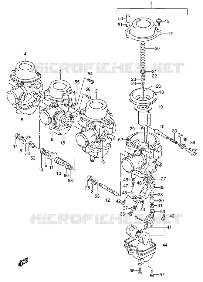 CARBURETOR (MODEL P/R) Suzuki MOTO 600 RF 1993  RF600RP(E2)