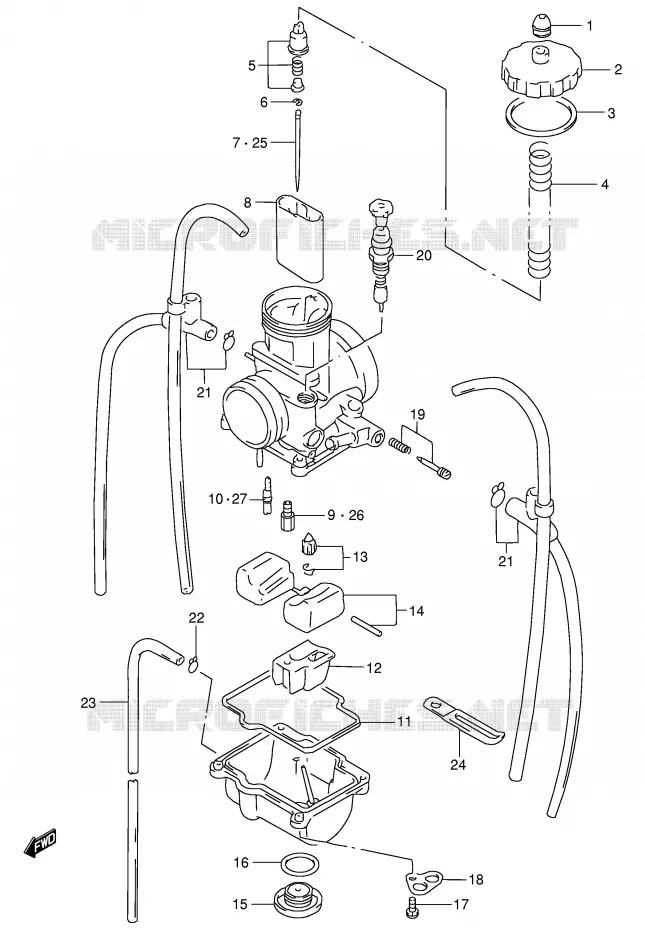 CARBURETOR (MODEL T) Suzuki MOTO 250 RM 1998  RM250W(E3/E28)