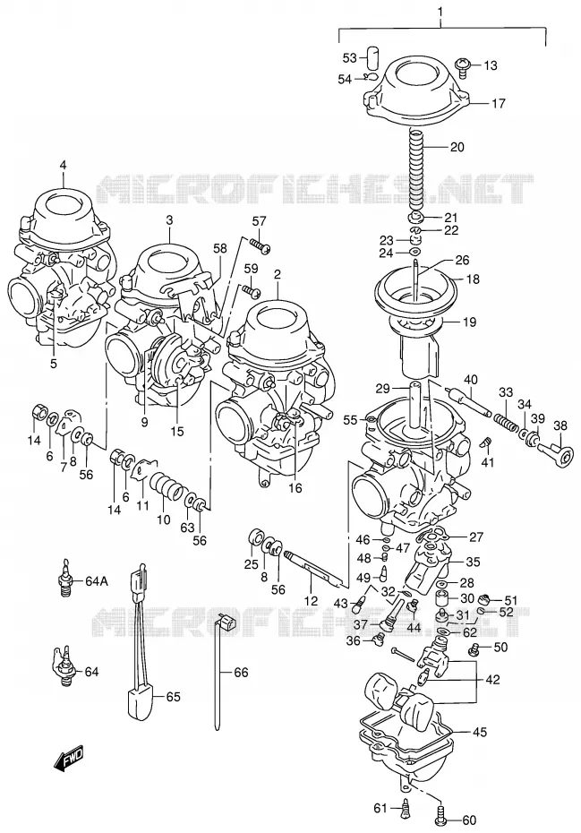 CARBURETOR (MODEL T/V/W) Suzuki MOTO 900 RF 1995  RF900RS(E2)