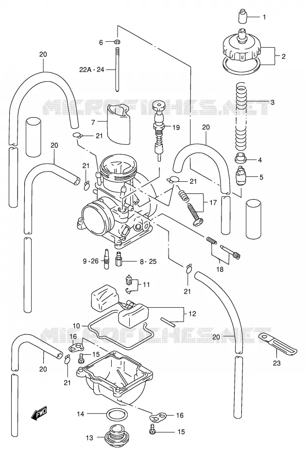 CARBURETOR (MODEL V) Suzuki MOTO 250 RM 2000  RM250Y(E3/E28)