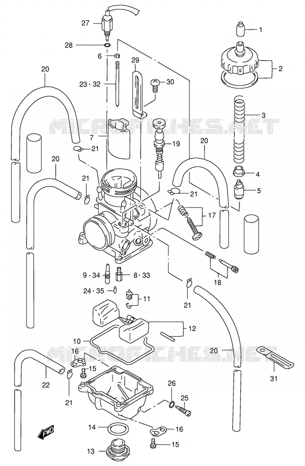 CARBURETOR (MODEL W/X/Y) Suzuki MOTO 250 RM 2000  RM250Y(E3/E28)