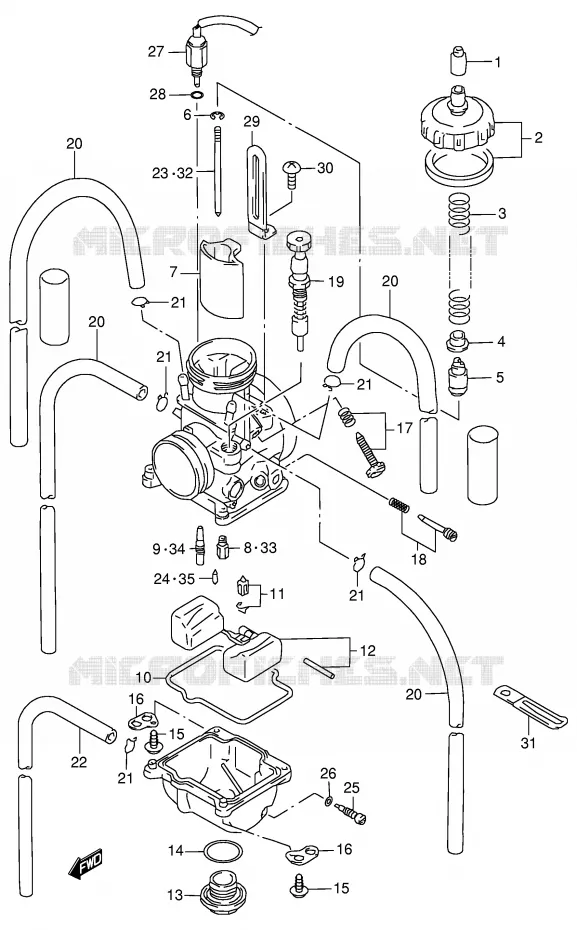 CARBURETOR (MODEL X/Y) Suzuki MOTO 125 RM 1996  RM125T(E2)