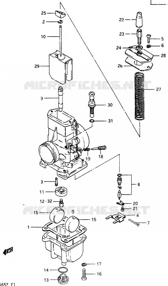 CARBURETOR (MODEL Z) Suzuki MOTO 465 RM 1981  RM465X(X/Z)