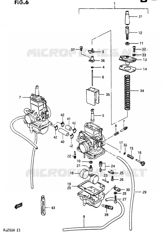 CARBURETOR Suzuki MOTO 250 RG 1987  RG250FH(G/H)