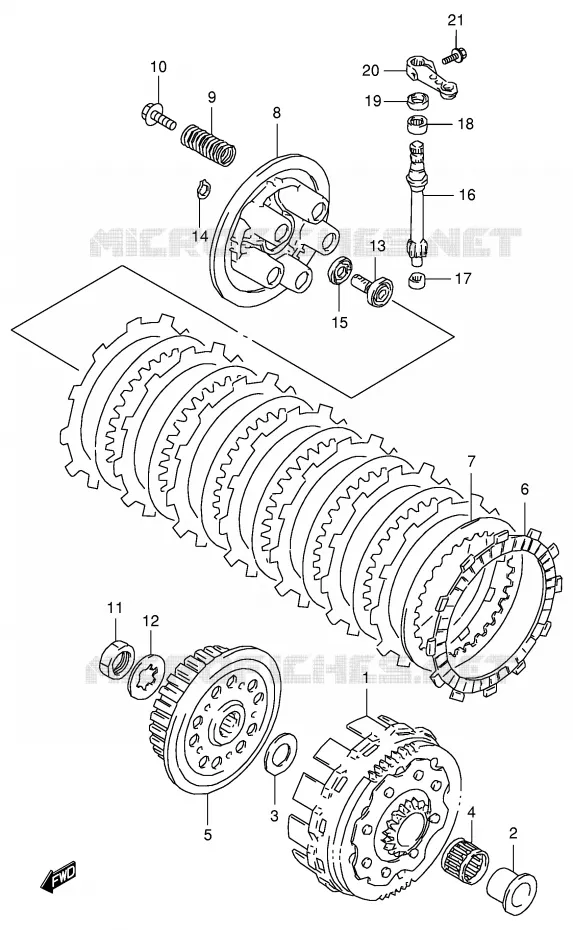 CLUTCH (MODEL T/V) Suzuki MOTO 125 RM 1997  RM125V(E2)