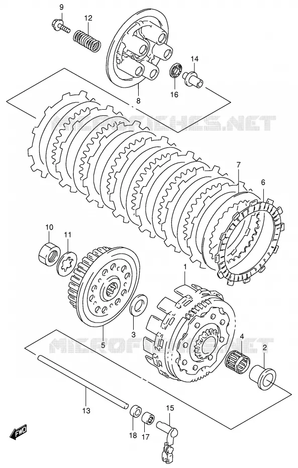 CLUTCH (MODEL W/X/Y) Suzuki MOTO 125 RM 1996  RM125T(E2)