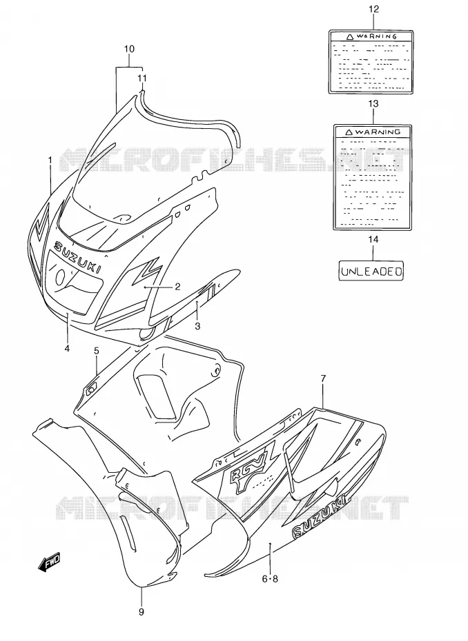 COWLING  BODY (MODEL N L99) Suzuki MOTO 250 RG 1994  RGV250R(E24)