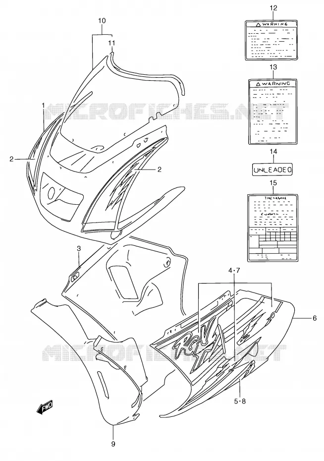 COWLING  BODY (MODEL P 1LE) Suzuki MOTO 250 RG 1996  RGV250T(E24)