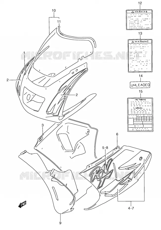 COWLING  BODY (MODEL P 33J) Suzuki MOTO 250 RG 1994  RGV250R(E24)