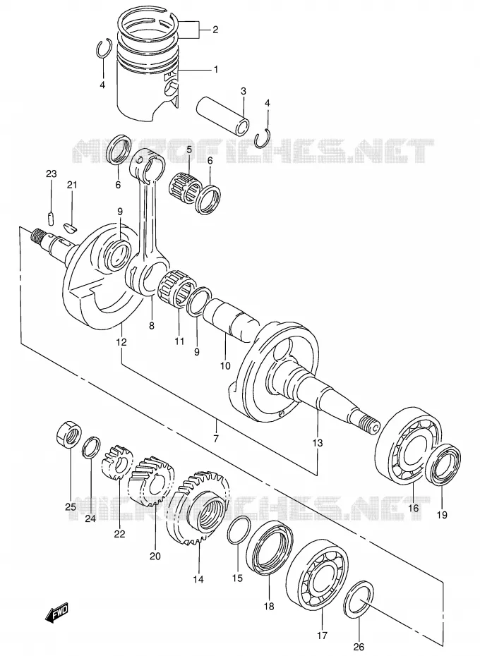 CRANK SHAFT Suzuki MOTO 125 RG 1992  RG125FUN(E18)