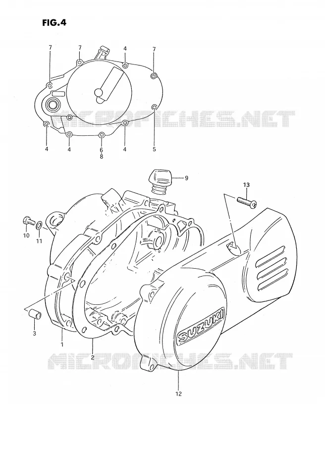 CRANKCASE COVER (MODEL D/H/L/M/R) Suzuki MOTO 50 PV 1991  PV50M(E15)