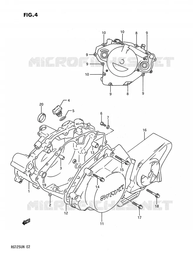 CRANKCASE COVER Suzuki MOTO 125 RG 1992  RG125UN(E2)