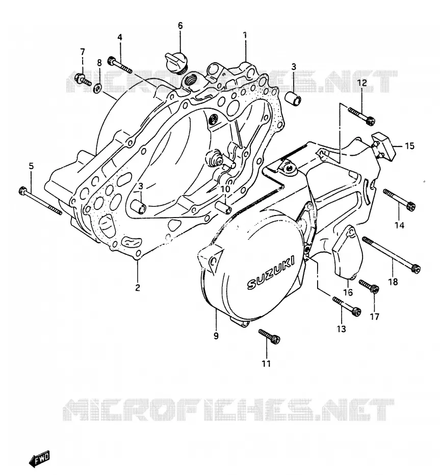 CRANKCASE COVER Suzuki MOTO 250 RG 1987  RG250FH(G/H)