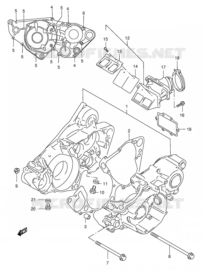 CRANKCASE Suzuki MOTO 250 RM 1997  RM250V(E3/E28)