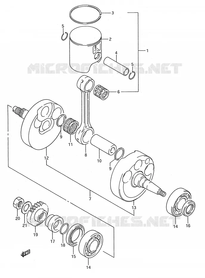 CRANKSHAFT (MODEL K) Suzuki MOTO 250 RM 1991  RM250M(E28)