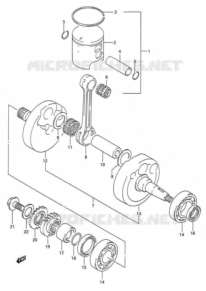 CRANKSHAFT (MODEL L) Suzuki MOTO 125 RM 1991  RM125M(E28)