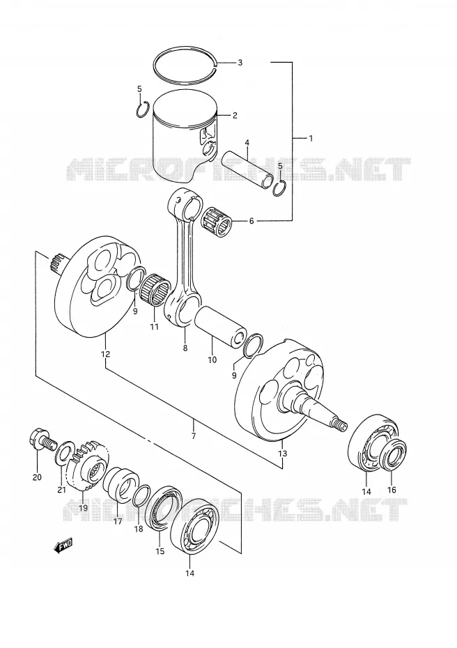 CRANKSHAFT (MODEL L) Suzuki MOTO 250 RM 1992  RM250 N (E03,E28,E33)