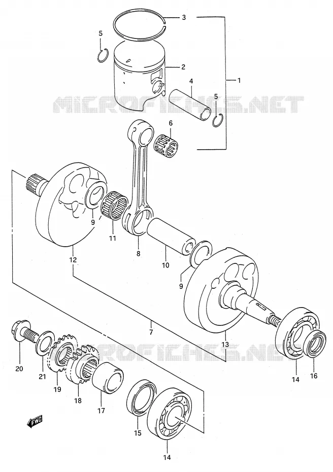 CRANKSHAFT (MODEL M) Suzuki MOTO 125 RM 1990  RM125L(E28)