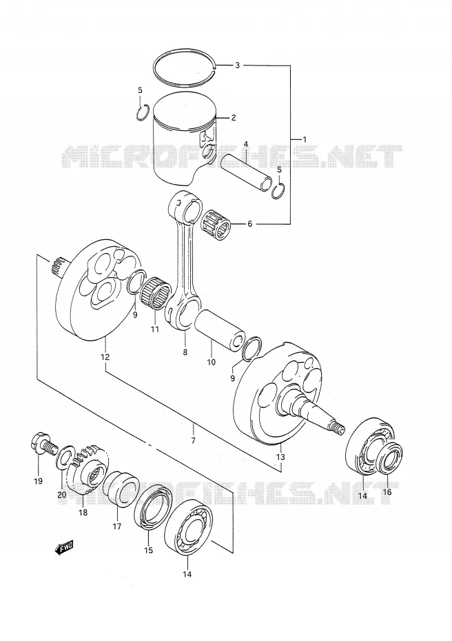 CRANKSHAFT (MODEL M) Suzuki MOTO 250 RM 1991  RM250M(E28)