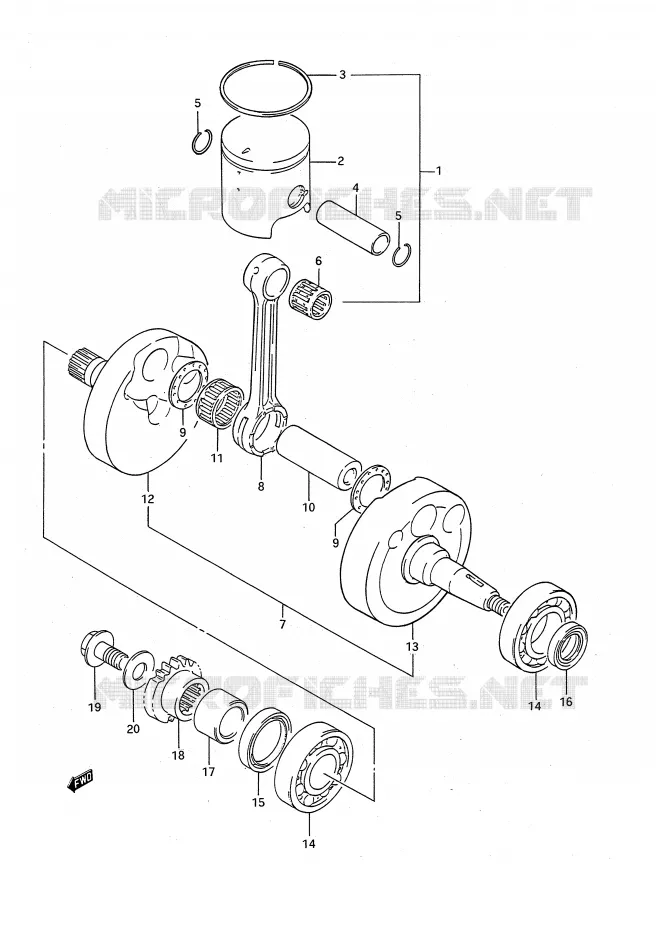 CRANKSHAFT Suzuki MOTO 125 RM 1994  RM125R(E28)