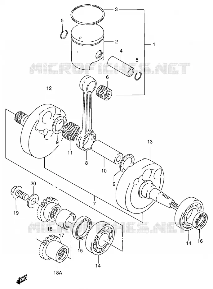 CRANKSHAFT Suzuki MOTO 125 RM 1999  RM125X(E2)