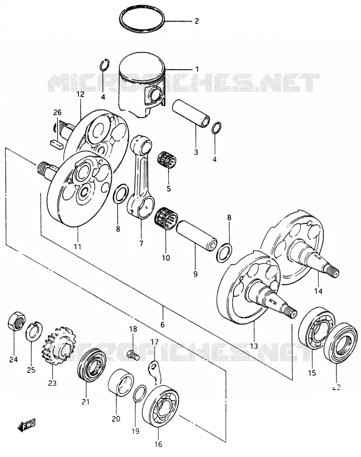 CRANKSHAFT Suzuki MOTO 465 RM 1981  RM465X(X/Z)