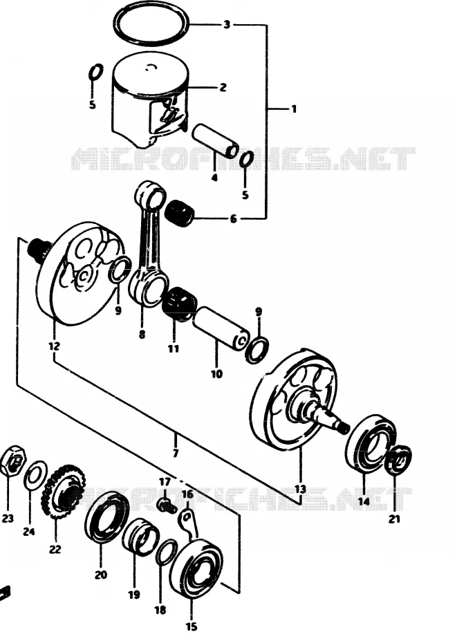 CRANKSHAFT Suzuki MOTO 500 RM 1985  RM500F