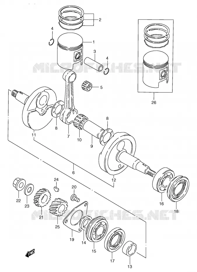 CRANKSHAFT Suzuki MOTO 80 RG 1991  RG80M(E4)