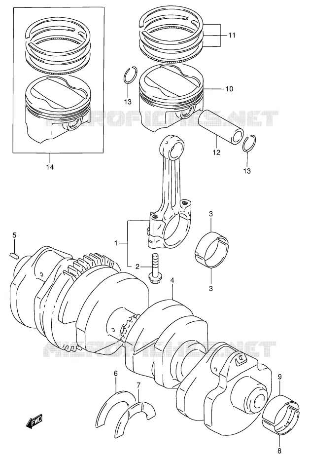 CRANKSHAFT Suzuki MOTO 900 RF 1996  RF900RT(E2)