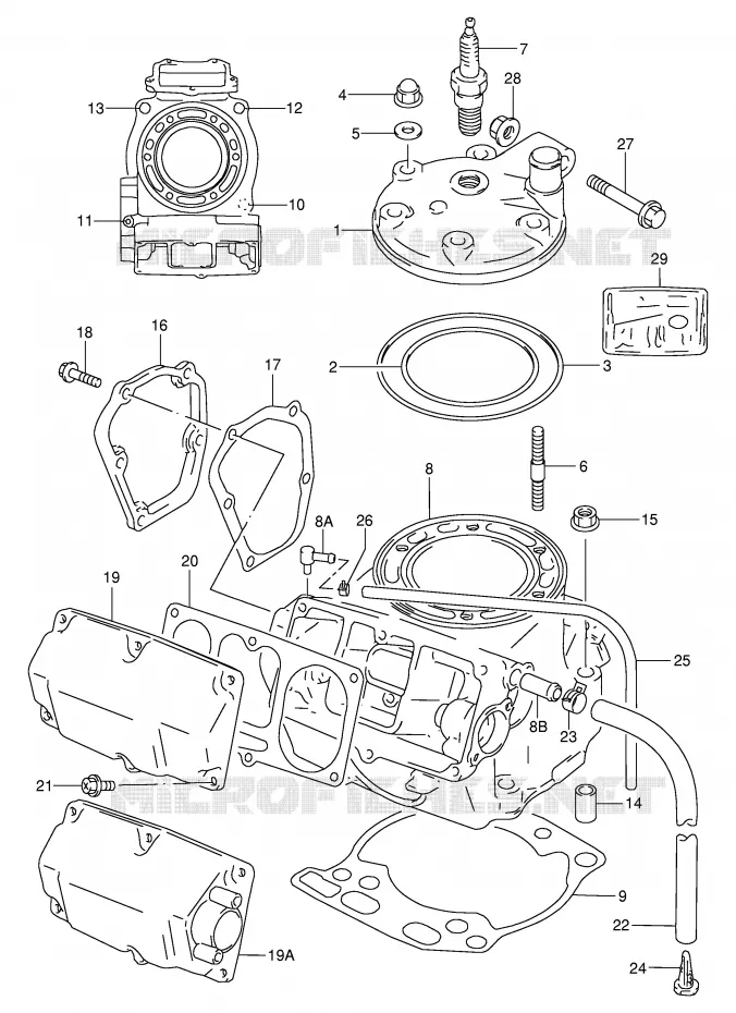 CYLINDER (MODEL T/V/W) Suzuki MOTO 250 RM 1998  RM250W(E3/E28)