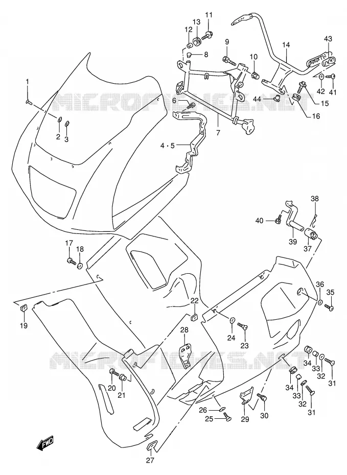 FAIRING INSTALLATION PARTS Suzuki MOTO 125 RG 1994  RG125FR(E18)