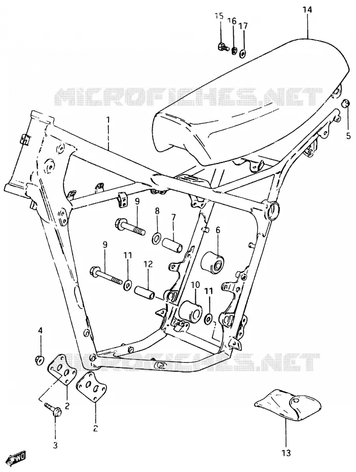FRAME - SEAT (MODEL E) Suzuki MOTO 500 RM 1984  RM500E(D/E)