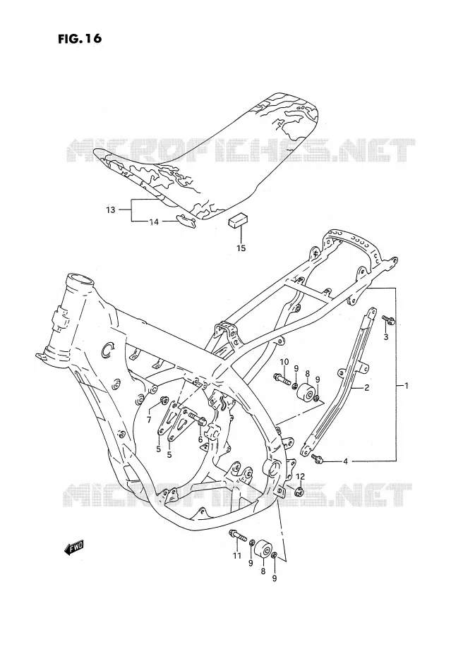 FRAME - SEAT (MODEL N/P) Suzuki MOTO 125 RM 1992  RM125N(E3)