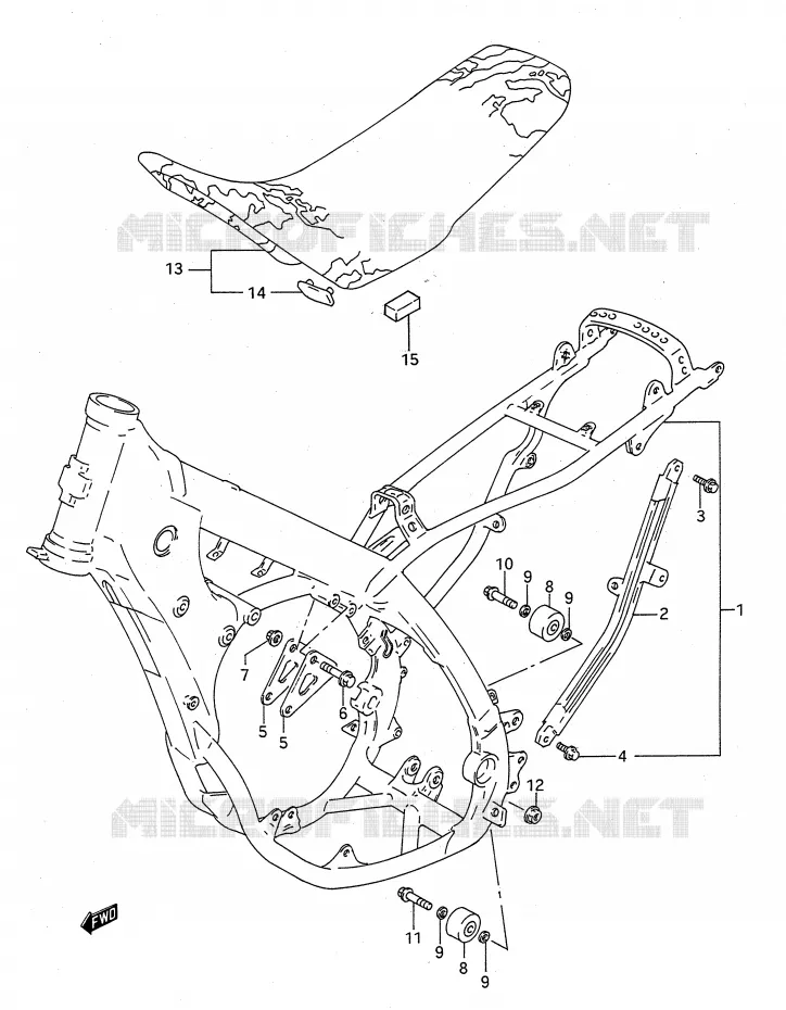 FRAME - SEAT (MODEL N/P) Suzuki MOTO 125 RM 1993  RM125P(E28)
