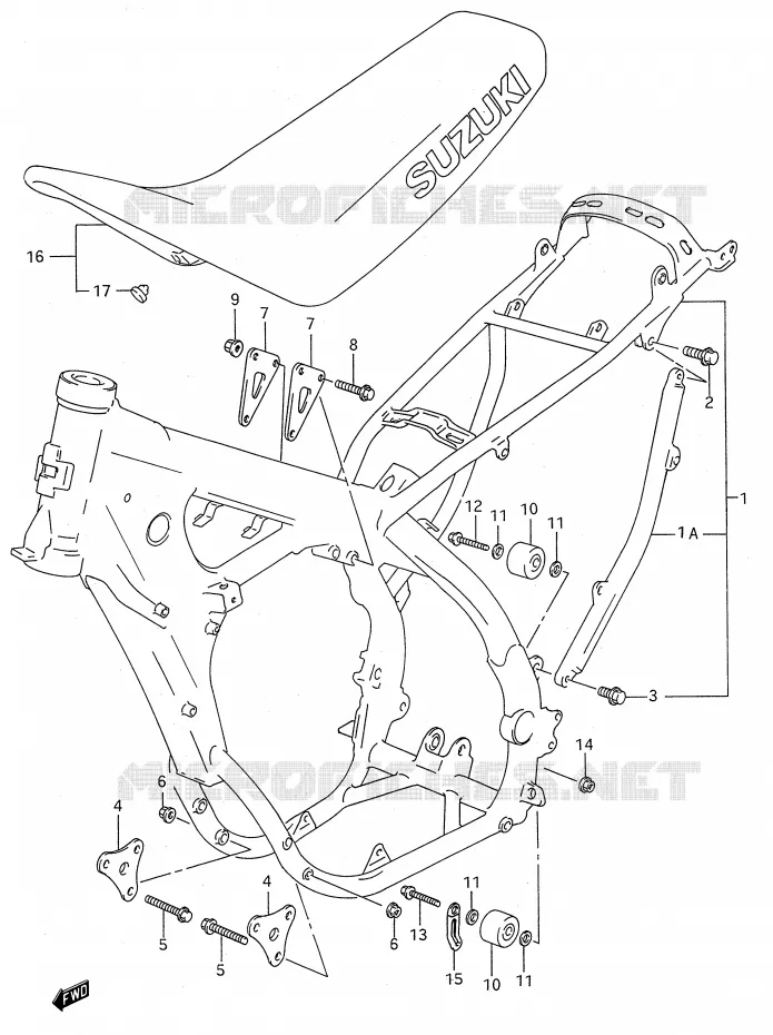 FRAME - SEAT (MODEL P) Suzuki MOTO 250 RM 1994  RM250R(E28)