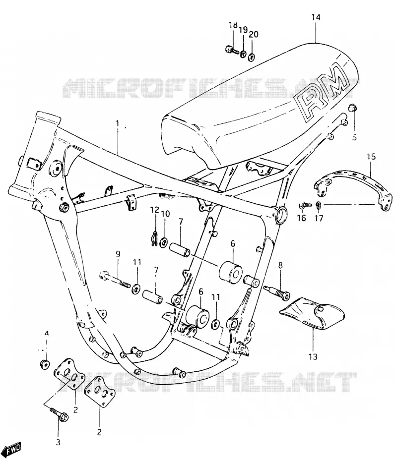 FRAME - SEAT (MODEL X) Suzuki MOTO 465 RM 1982  RM465Z(X/Z)