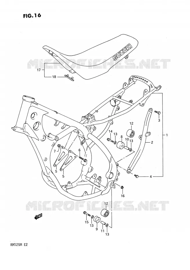 FRAME - SEAT Suzuki MOTO 125 RM 1990  RM125L(E2)