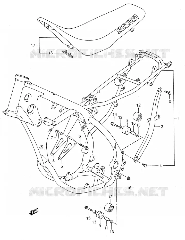 FRAME - SEAT Suzuki MOTO 125 RM 1991  RM125M(E28)