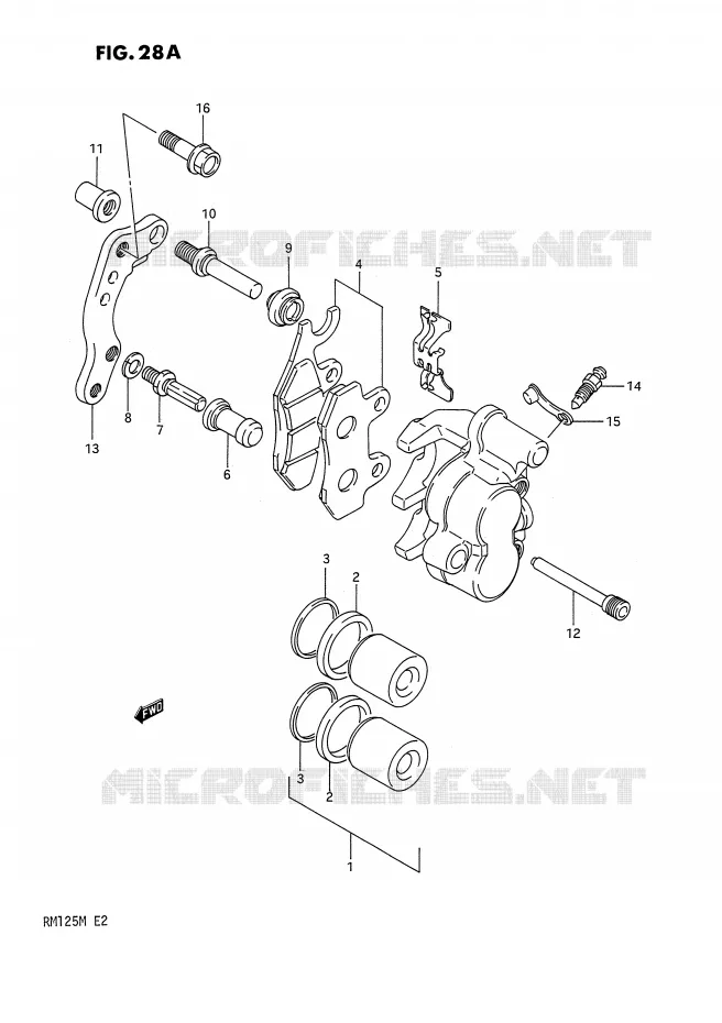 FRONT CALIPER (MODEL M) Suzuki MOTO 125 RM 1991  RM125 M (E02,E04,E24)