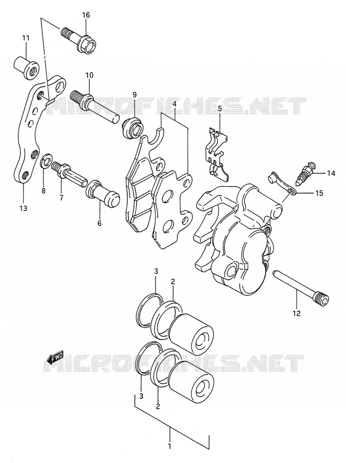 FRONT CALIPER (MODEL M) Suzuki MOTO 125 RM 1991  RM125M(E28)