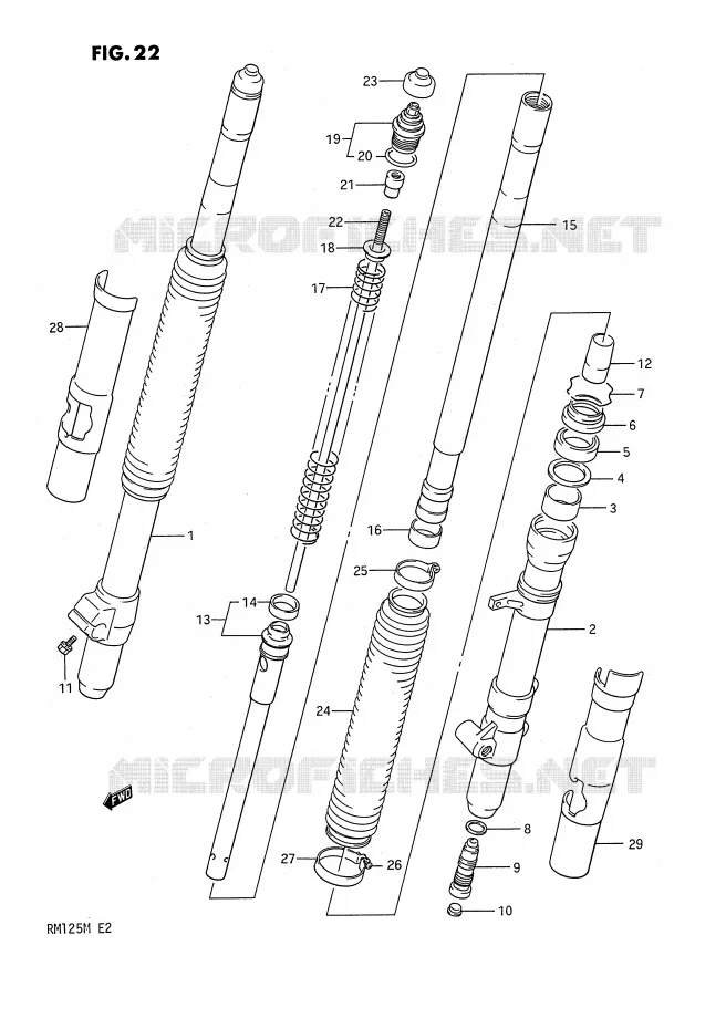 FRONT FORK (MODEL K) Suzuki MOTO 125 RM 1989  RM125K(E2)