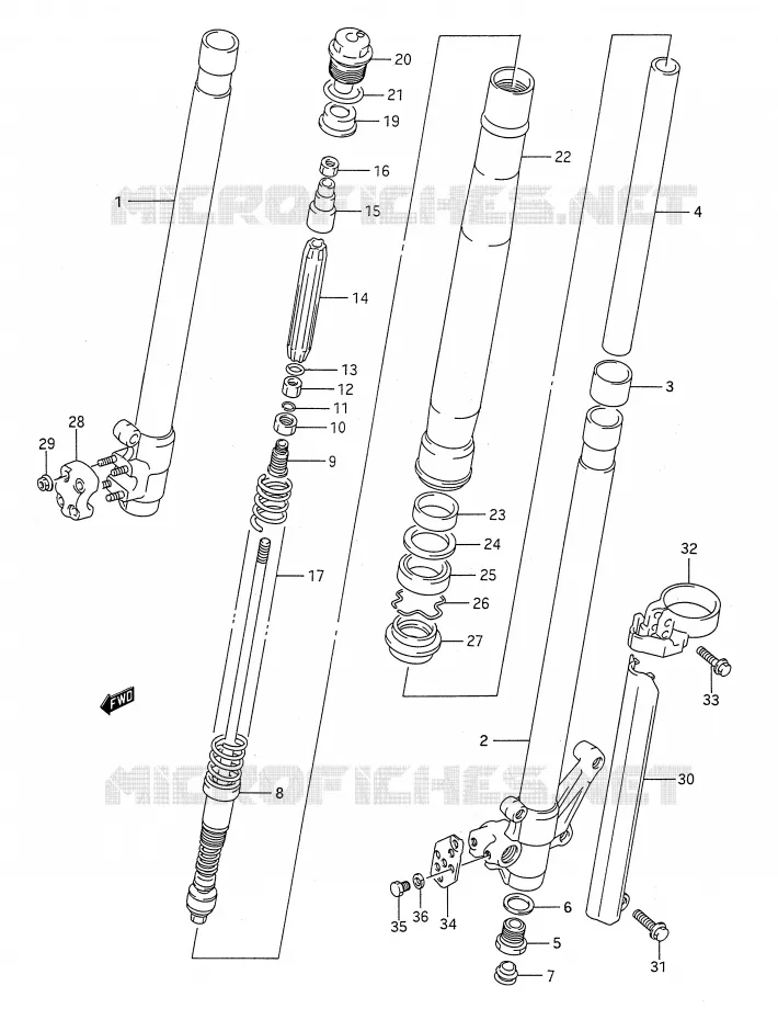FRONT FORK (MODEL L) Suzuki MOTO 250 RM 1989  RM250K(E28)
