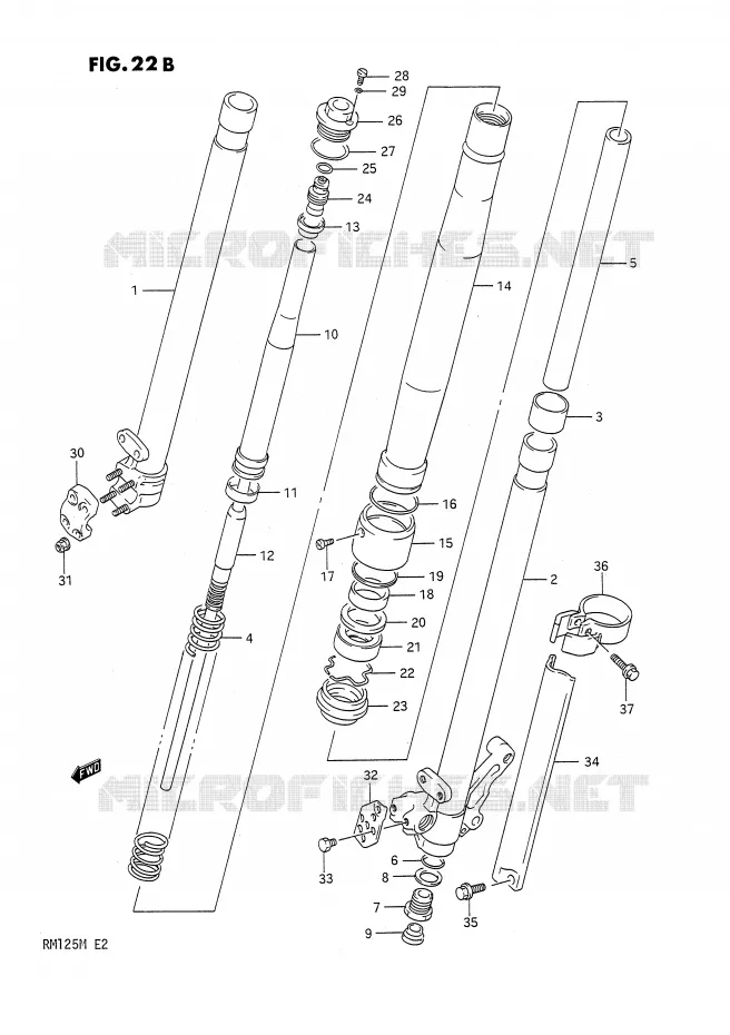 FRONT FORK (MODEL M) Suzuki MOTO 125 RM 1989  RM125K(E2)